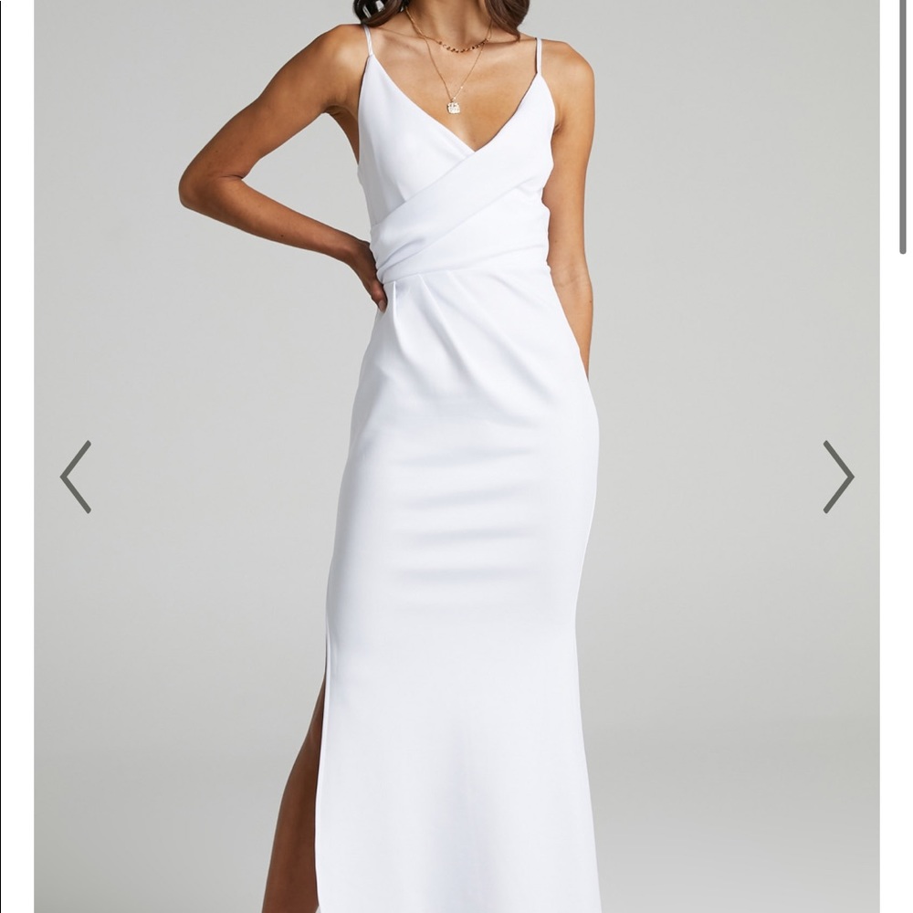 White formal ball dress wedding maxi
